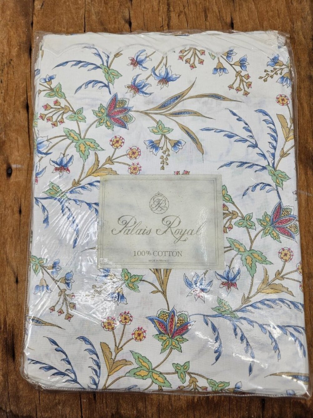 VTG New Palais Royal Cotton Full Queen Flat Sheet Made in France Floral